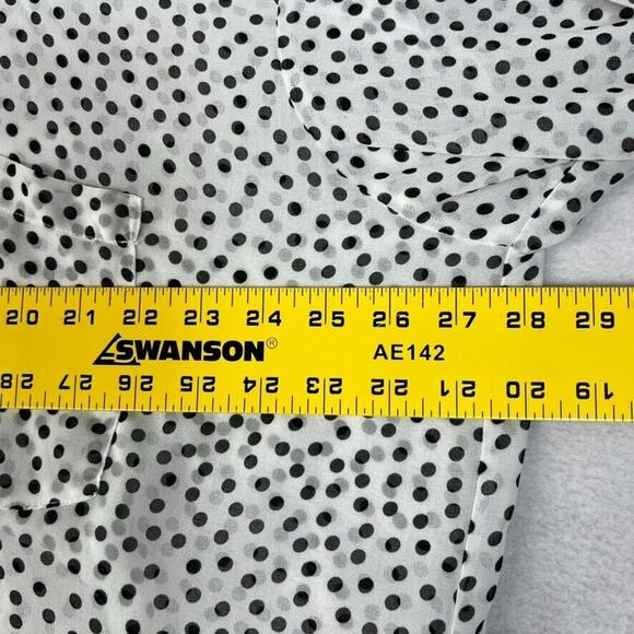Zara Blouse Womens Large Oversized Polka Dot Button Up Black White Sheer Ruffle - Picture 11 of 11